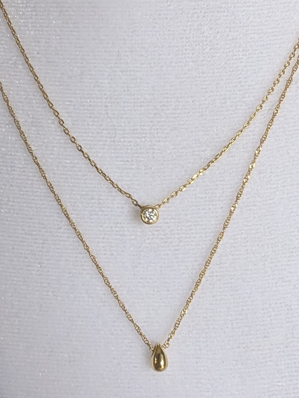 Gold Layered Teardrop & CZ Pendant Necklace, 14k Over Silver, Adjustable